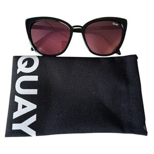 Quay Australia Black Cat-Eye Sunglasses with Glossy Finish